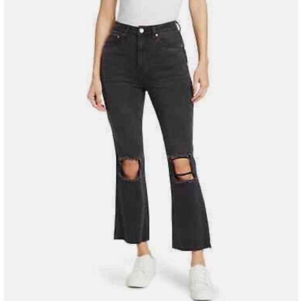 Avec Les Filles Mom High Rise Straight Cropped Jeans